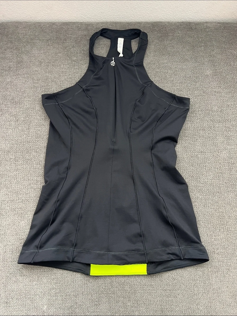lululemon athletica Black Tank with Neon Yellow Hem
